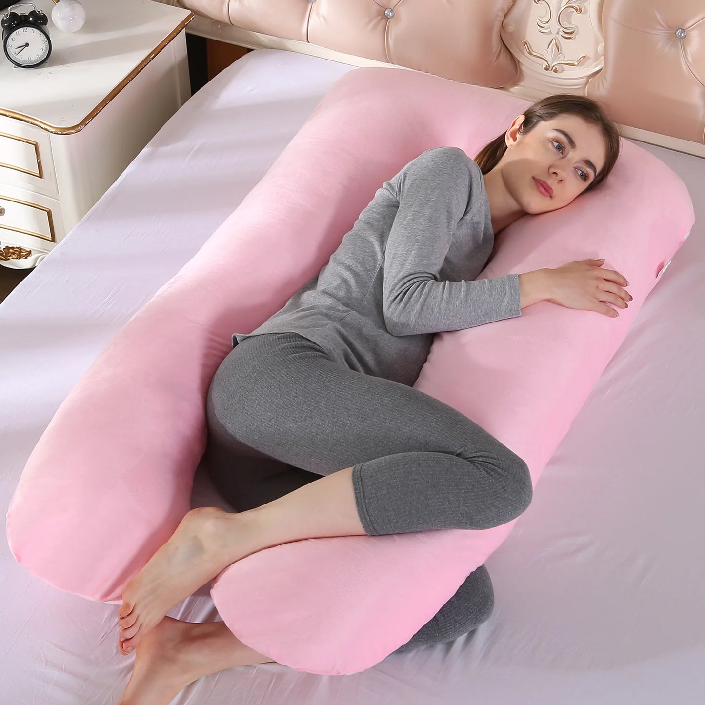 High Quality Detachable and Washable U Shaped Pregnancy Pillow Side Sleeping Back Pain Relief Maternity Body Pillow