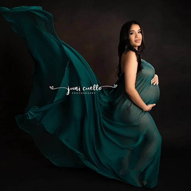 Maternity Photography Prop Dress Strapless Soft Chiffon Cape Tulle Cloak Simple Modeling Fabric Pregnancy Photo Shoot Accessorie