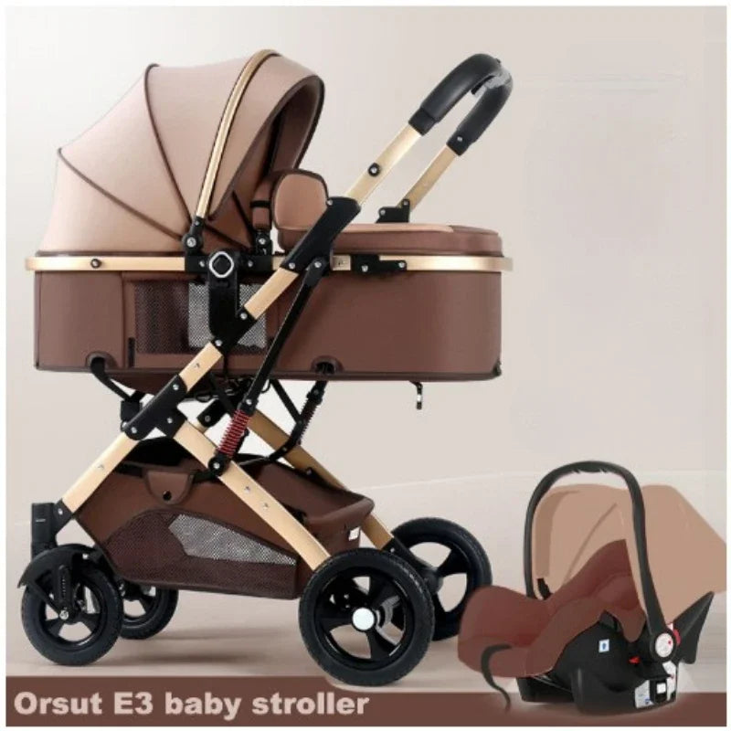 3 in 1 Baby Stroller with car seat,High Landscape Baby Carriage,Two-way Newborn Stroller Four-wheel portable baby stroller