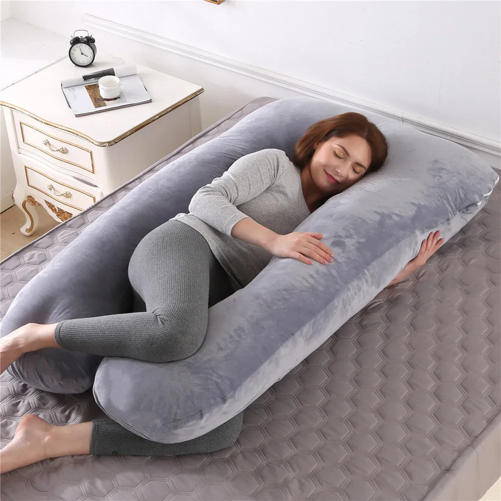 High Quality Detachable and Washable U Shaped Pregnancy Pillow Side Sleeping Back Pain Relief Maternity Body Pillow