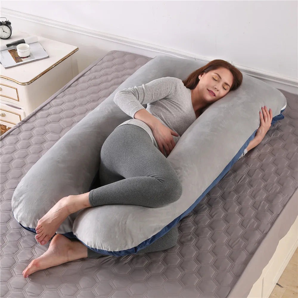 High Quality Detachable and Washable U Shaped Pregnancy Pillow Side Sleeping Back Pain Relief Maternity Body Pillow