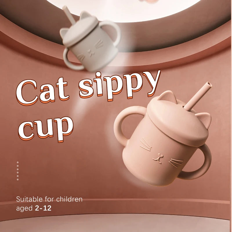 200ML Baby Feeding Drinkware Straw Cup Baby Learning Feeding Bottles Anti-Hot Leakproof Silicone Tableware Toddler Water Bottle