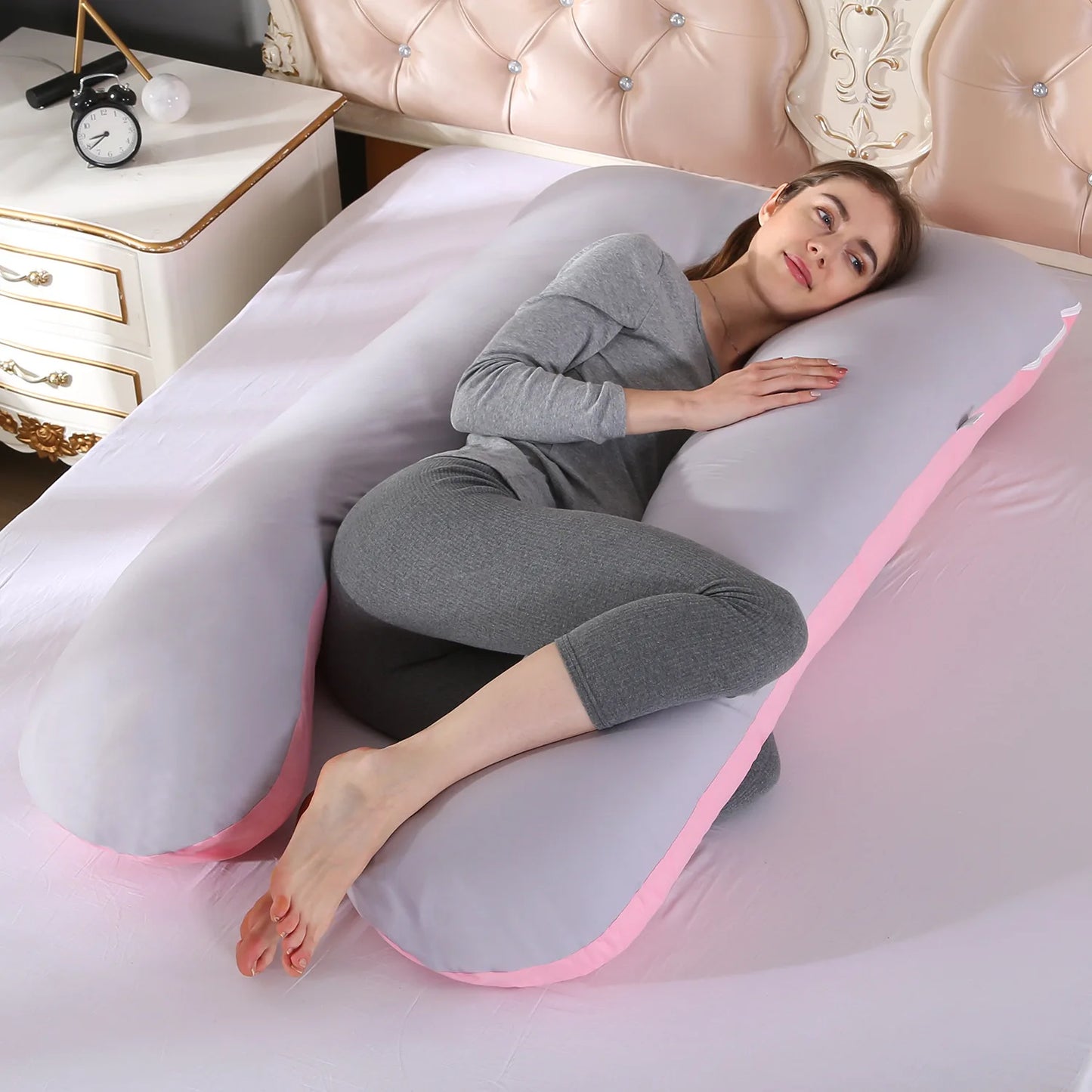 High Quality Detachable and Washable U Shaped Pregnancy Pillow Side Sleeping Back Pain Relief Maternity Body Pillow