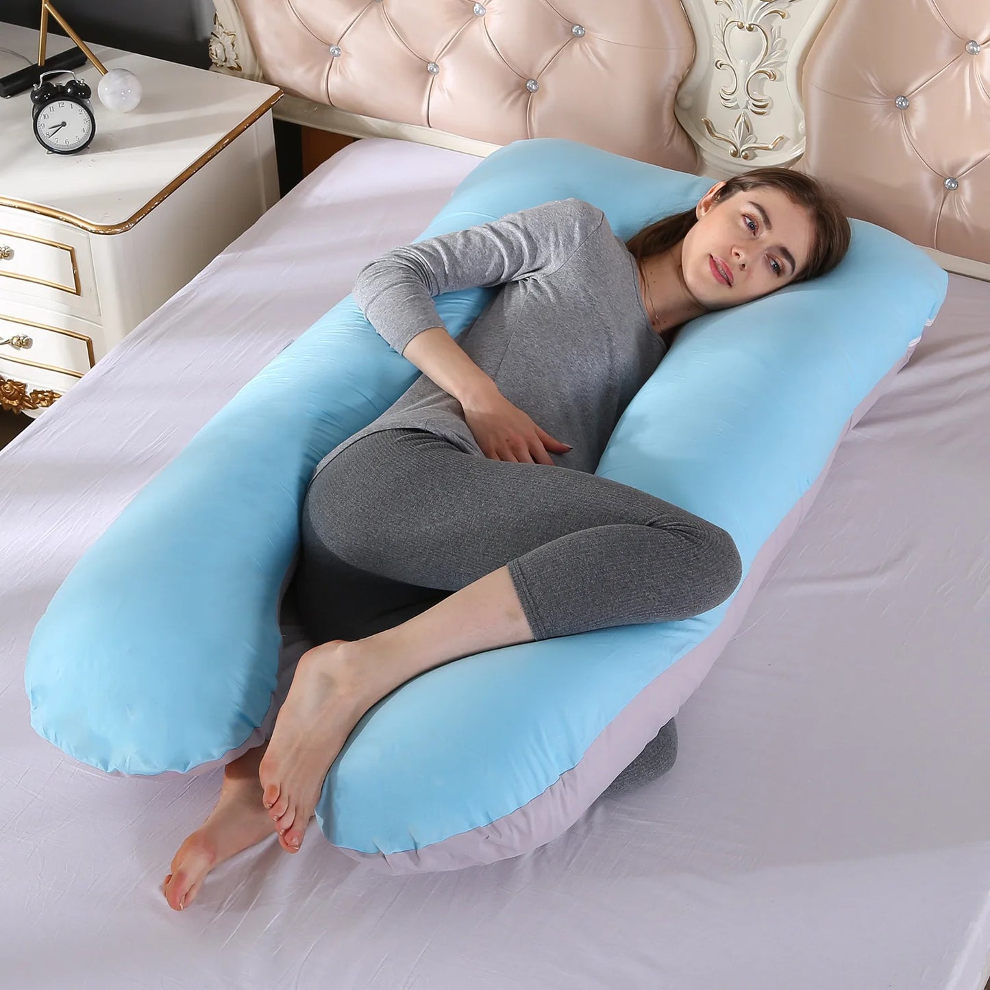 High Quality Detachable and Washable U Shaped Pregnancy Pillow Side Sleeping Back Pain Relief Maternity Body Pillow