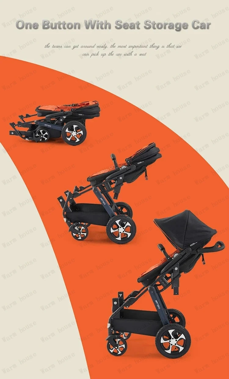 Lightweight Twin Baby Stroller Foldable Double Baby Stroller for Twins