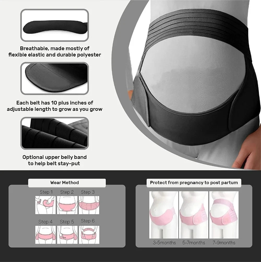 Pregnancy Belly Support Band, Adjustable Maternity Waist Belt for Back Pain Relief, Abdomen Brace Protector for Women Pregnancy