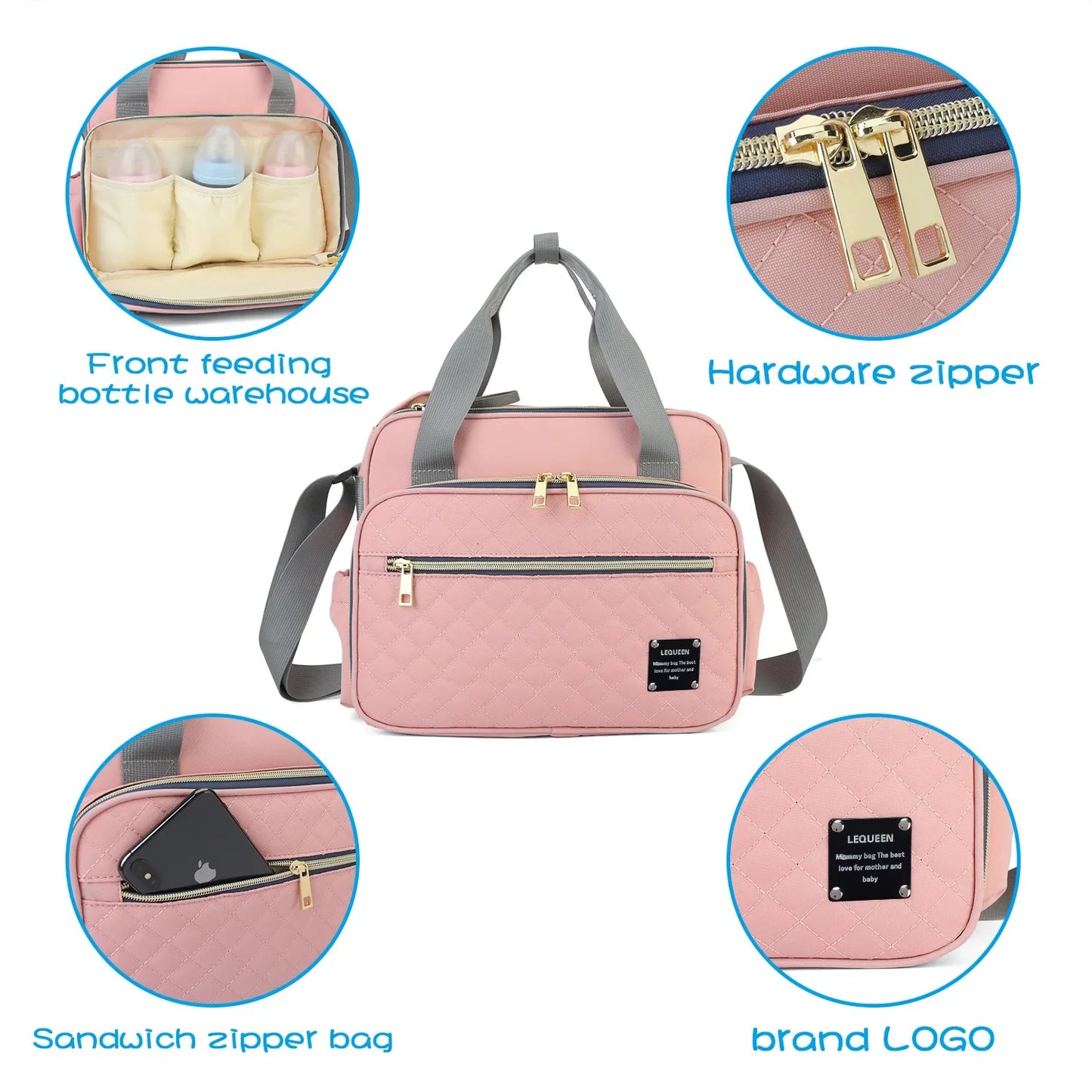 Large Capacity Organizer Waterproof Wide Opening Travel Messenger Crossbody Bag Mummy Baby Nappy Bag Mommy Diaper Bag For Babies