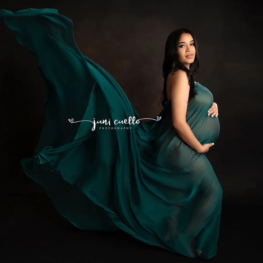 Maternity Photography Prop Dress Strapless Soft Chiffon Cape Tulle Cloak Simple Modeling Fabric Pregnancy Photo Shoot Accessorie