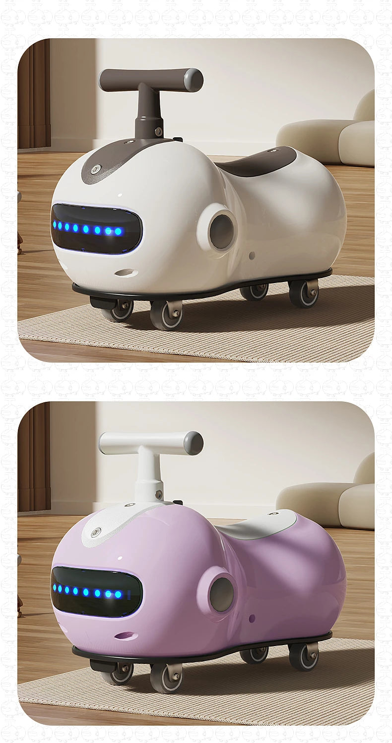 Baby Peanut Twist Car Infant Scooter Walker with Sound Light Silent Wheel Outdoor Ride on Toy Car Balance Training Birthday Gift