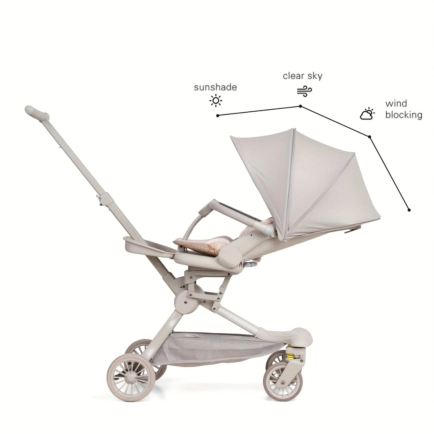 Baobaohao V22 reversible baby stroller seat can rotate, sit, lie down, lightweight folding pram