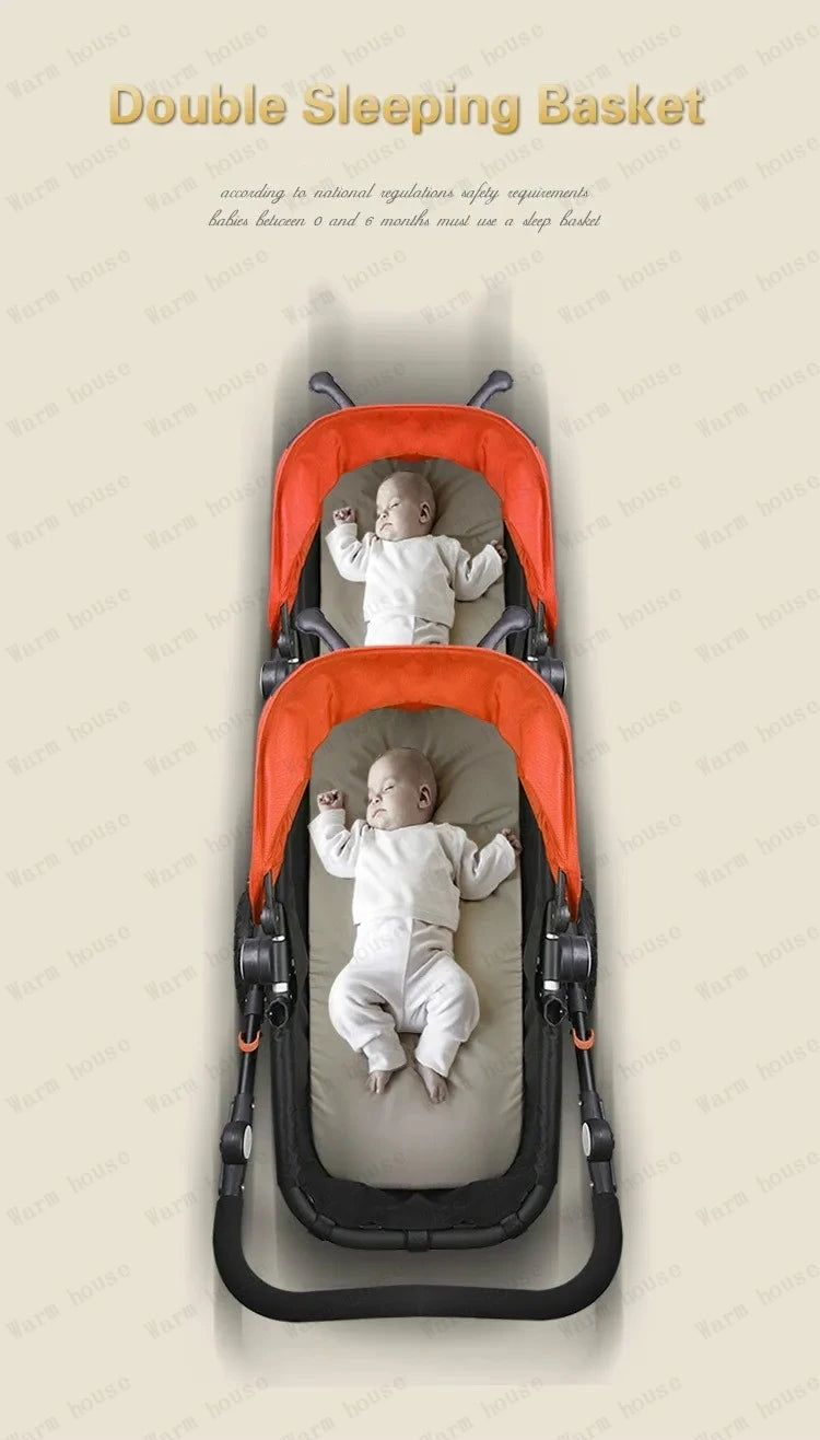 Lightweight Twin Baby Stroller Foldable Double Baby Stroller for Twins