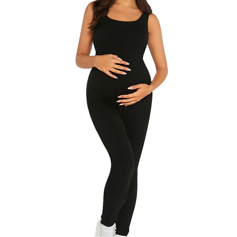 Black Maternity Jumpsuit Tight Fitting and Hip Lifting Elastic Casual Outerwear for Pregnant Women Summer Style Maternity Cloth