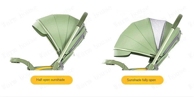 Bi-directional High Landscape Baby Stroller Can Sit or Lie Down Four Wheel Shock Absorber Stroller Lightweight Foldable Handcart
