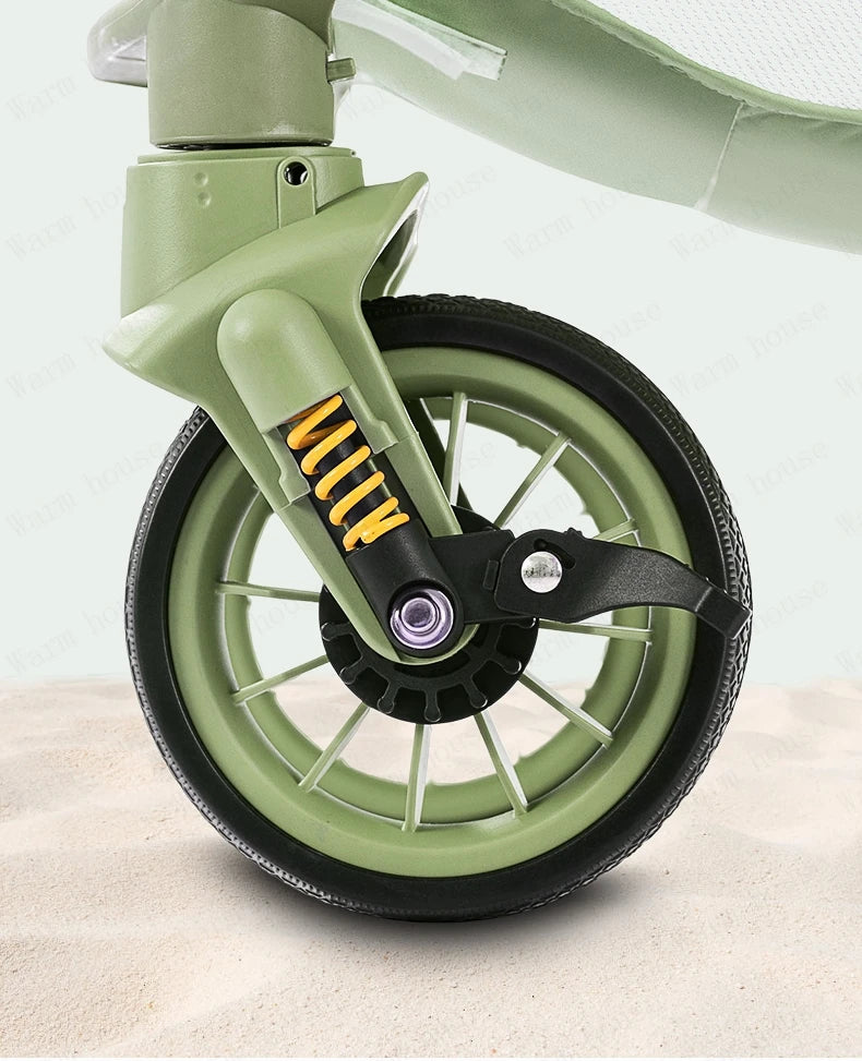 Bi-directional High Landscape Baby Stroller Can Sit or Lie Down Four Wheel Shock Absorber Stroller Lightweight Foldable Handcart