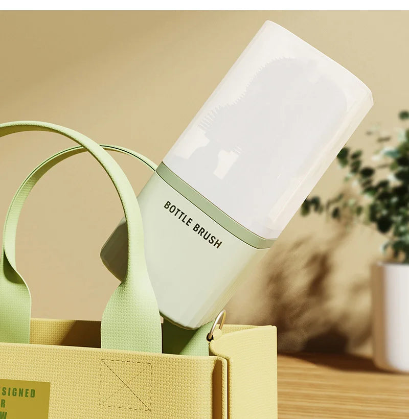 Silicone Baby Bottle Cup Brush Set with Storage Box Newborn Gift Milk Bottle Cleaning Brushes Suit Portable Detachable Cleaning