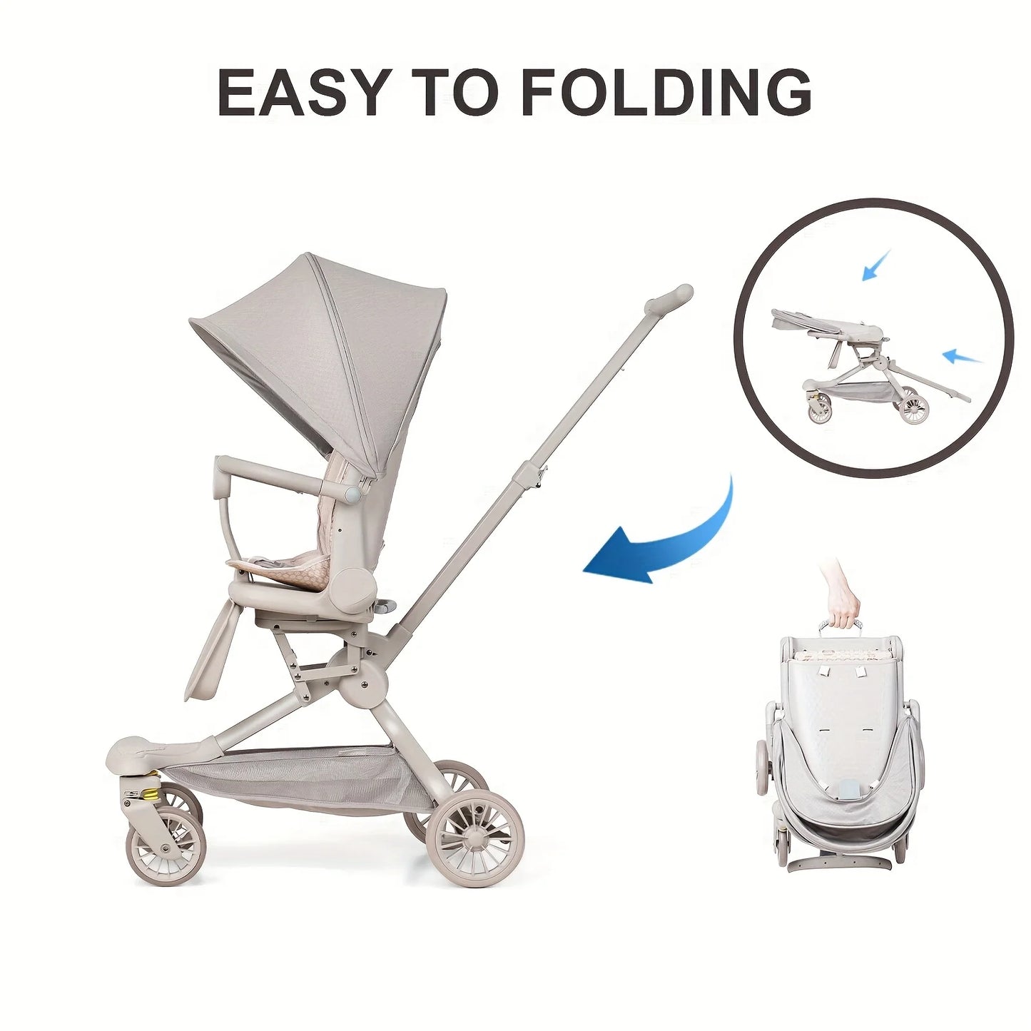 Baobaohao V22 reversible baby stroller seat can rotate, sit, lie down, lightweight folding pram