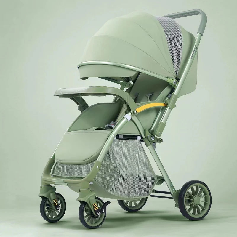 Bi-directional High Landscape Baby Stroller Can Sit or Lie Down Four Wheel Shock Absorber Stroller Lightweight Foldable Handcart