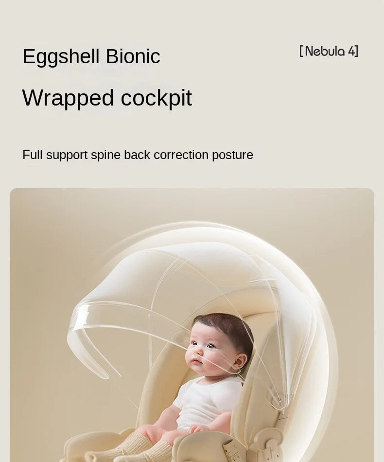 Baby stroller Leather Egg-shaped Spine-Protective Cockpit High Landscape Lightweight Folding Two-way Push Four-wheel Suspension