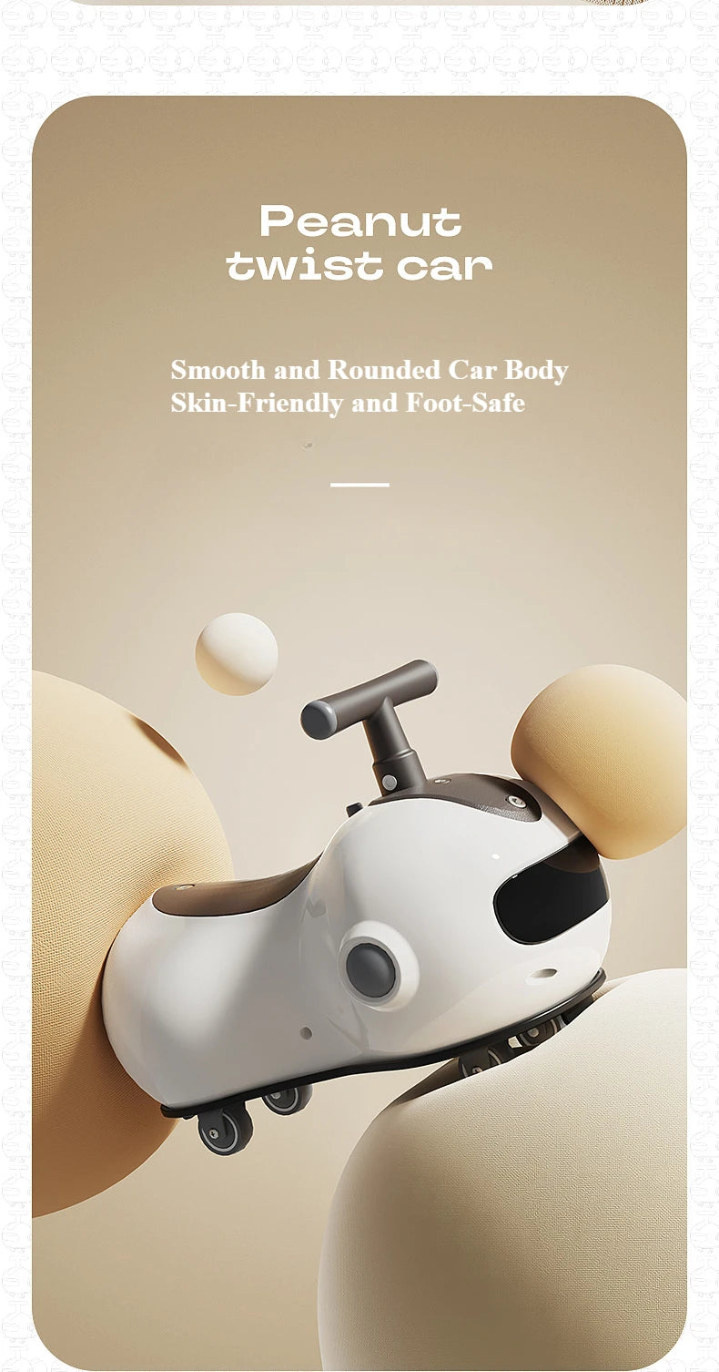 Baby Peanut Twist Car Infant Scooter Walker with Sound Light Silent Wheel Outdoor Ride on Toy Car Balance Training Birthday Gift