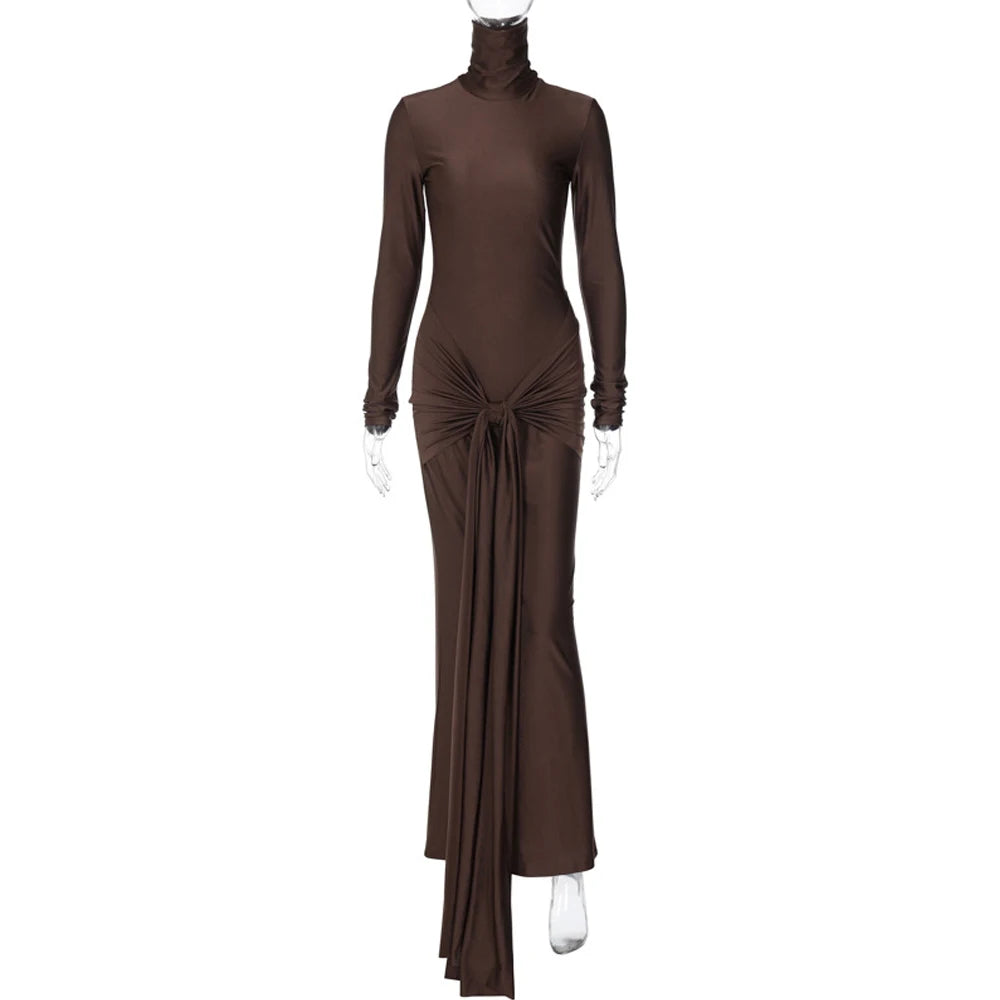 Maternity Photography Dresses High Neck Long Sleeved Fashionable Patchwork Strap High Elasticity Slim Fit Pregnant Women Dress