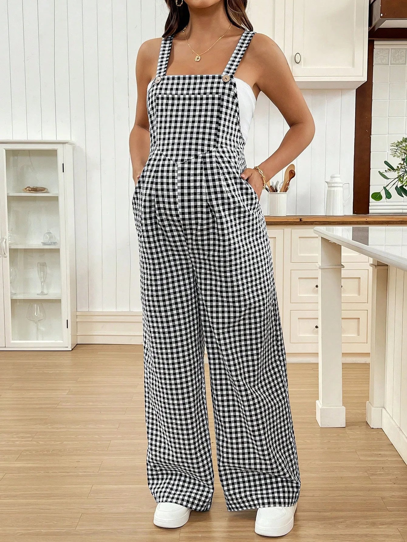 Maternity Pregnant Women Overalls Plaid Print Loose Wide-leg Jumpsuit Rompers Spring Summer Casual Pregnancy Clothing