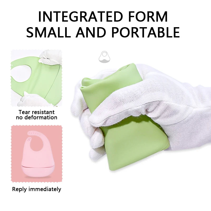 Baby Silicone Bib, Waterproof and Adjustable, Food-Grade Soft Silicone, Prevents Dirt and Drool during Feeding