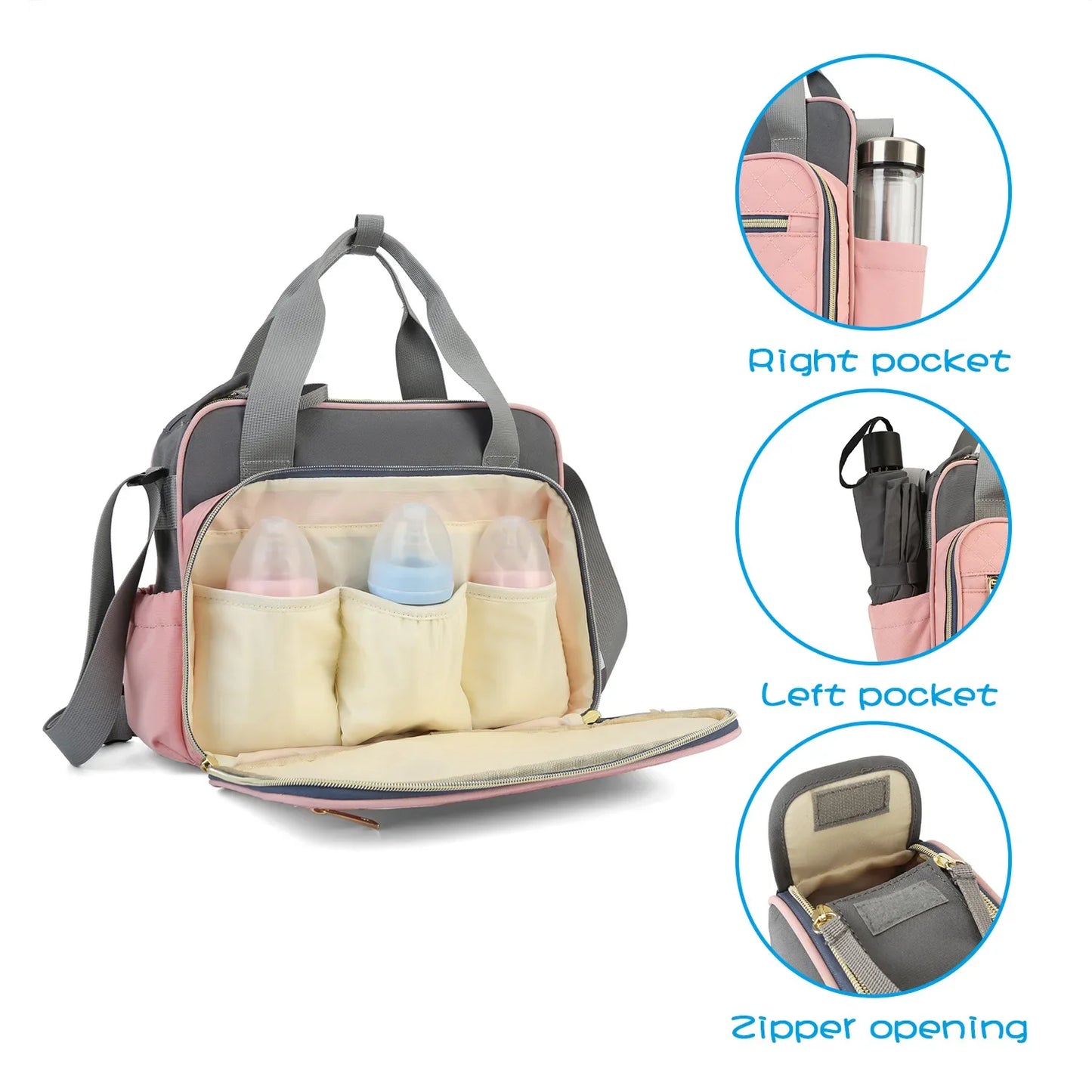 Large Capacity Organizer Waterproof Wide Opening Travel Messenger Crossbody Bag Mummy Baby Nappy Bag Mommy Diaper Bag For Babies