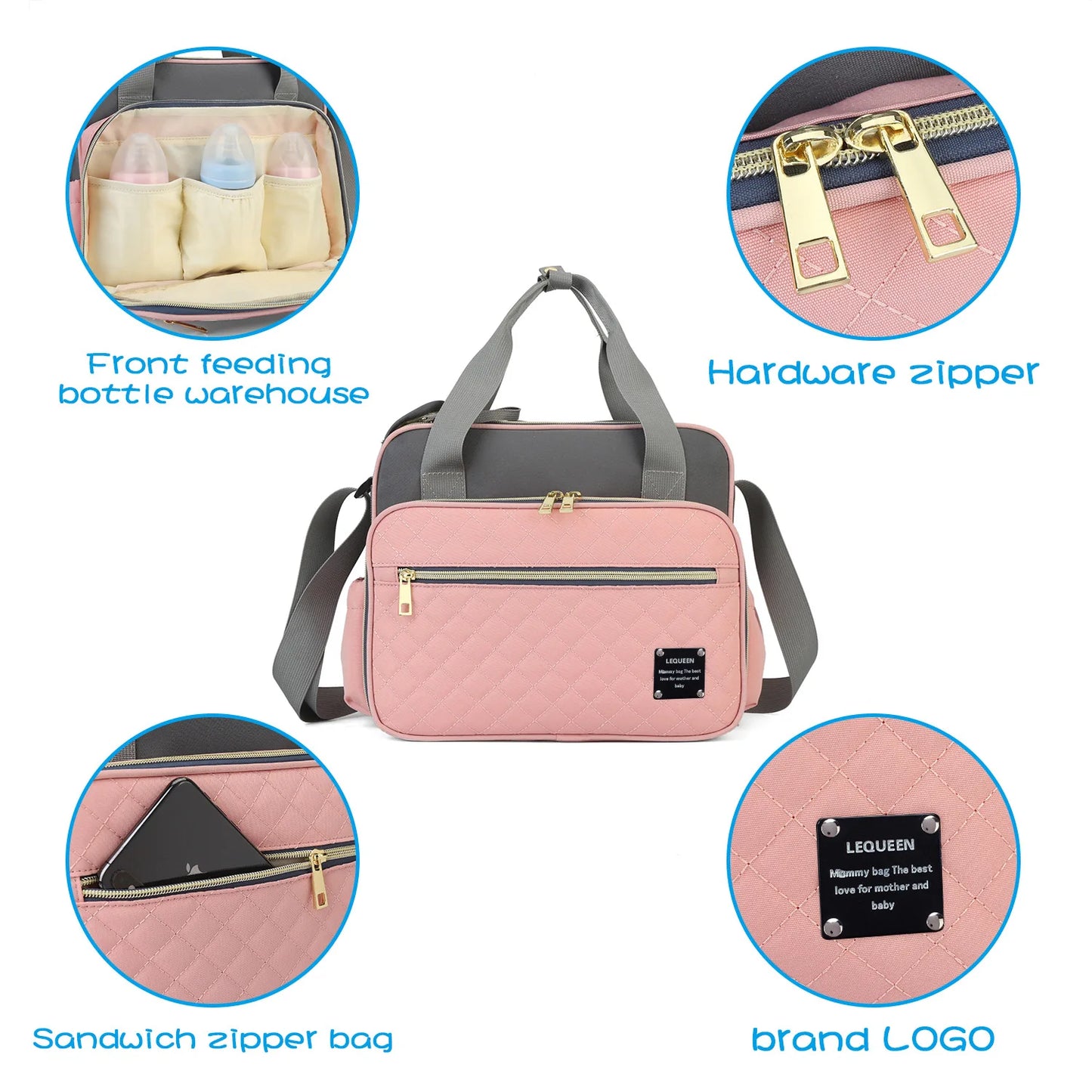 Large Capacity Organizer Waterproof Wide Opening Travel Messenger Crossbody Bag Mummy Baby Nappy Bag Mommy Diaper Bag For Babies