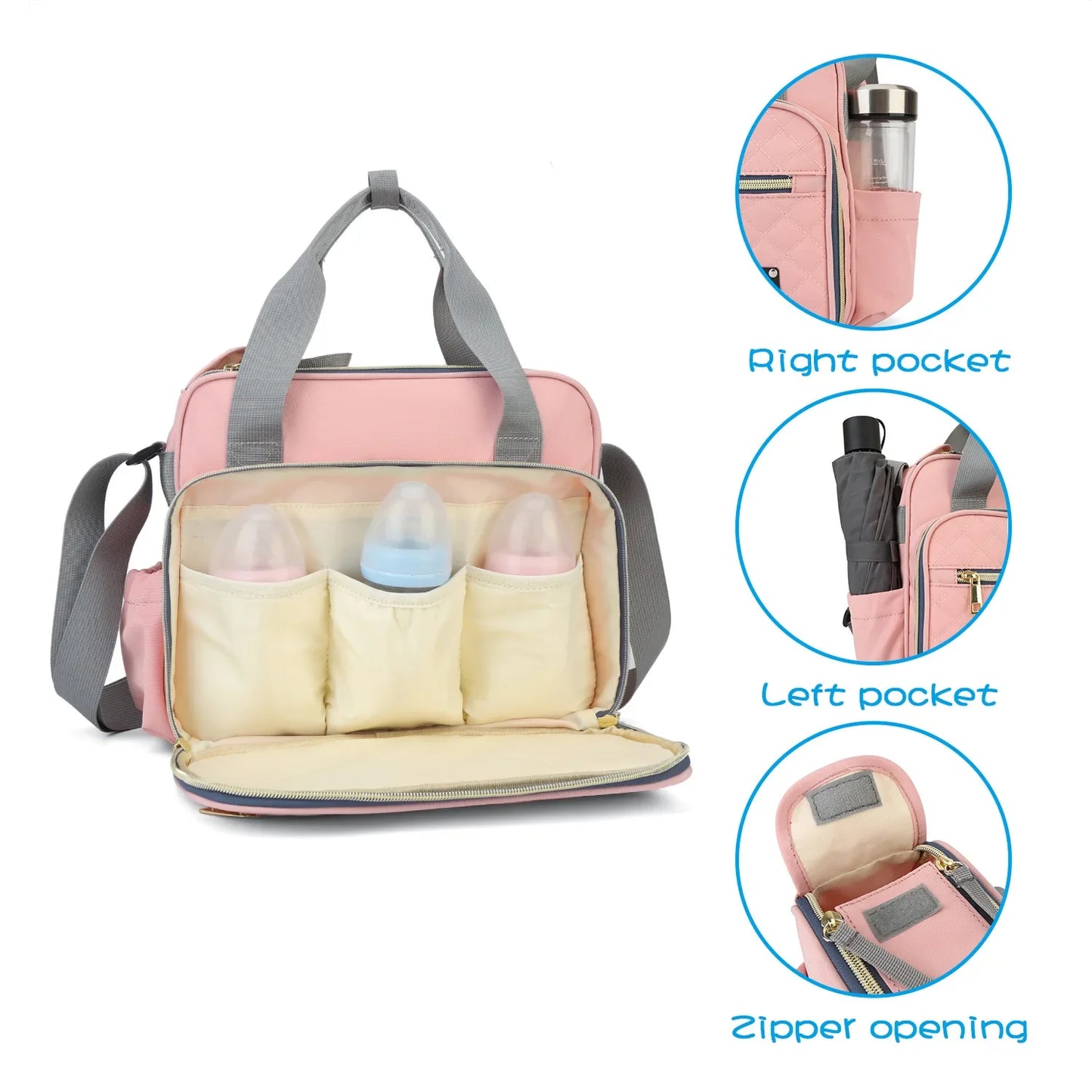 Large Capacity Organizer Waterproof Wide Opening Travel Messenger Crossbody Bag Mummy Baby Nappy Bag Mommy Diaper Bag For Babies