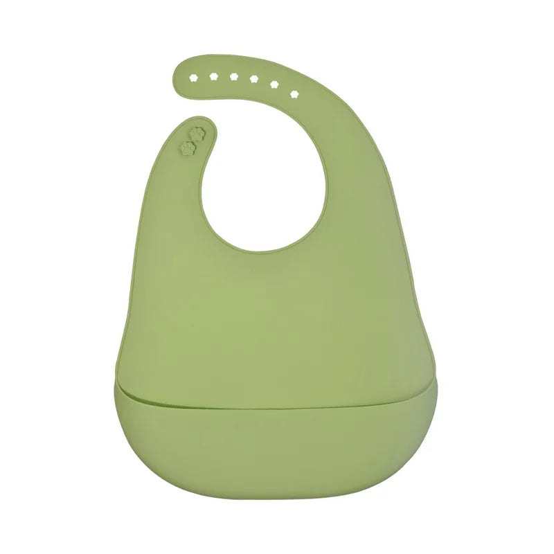Baby Silicone Bib, Waterproof and Adjustable, Food-Grade Soft Silicone, Prevents Dirt and Drool during Feeding