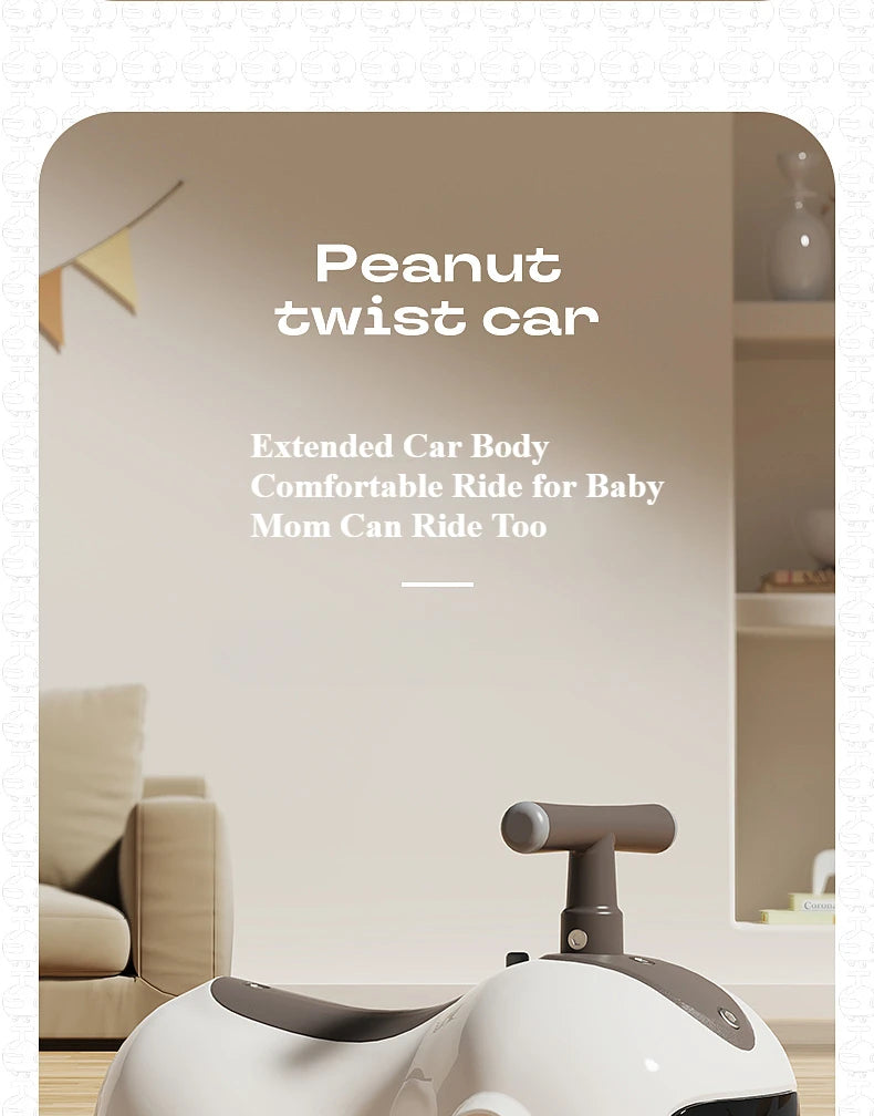 Baby Peanut Twist Car Infant Scooter Walker with Sound Light Silent Wheel Outdoor Ride on Toy Car Balance Training Birthday Gift