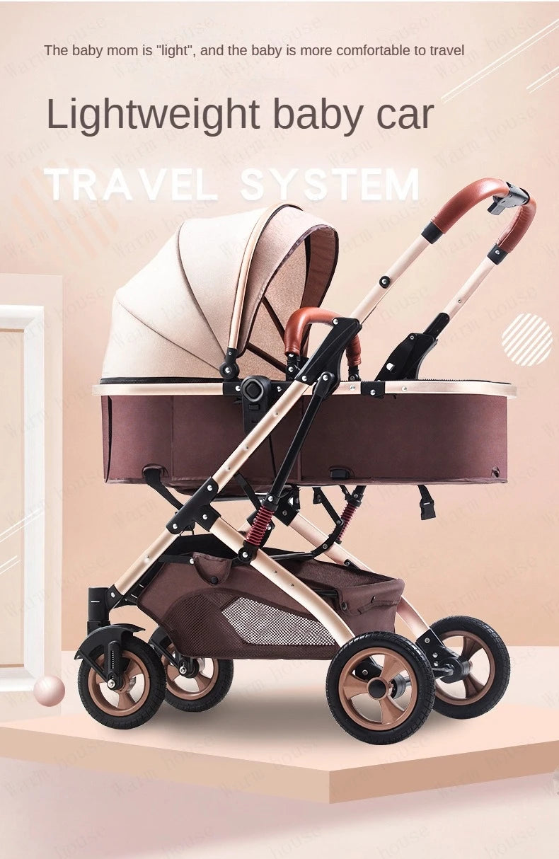 3 in 1 Baby Stroller with car seat,High Landscape Baby Carriage,Two-way Newborn Stroller Four-wheel  portable baby stroller