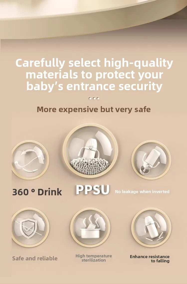 300ML PP Baby Milk Bottles Children with Gravity Ball Feeding Cup 1-4 Years Kids Water Cup Multifunctional Children Water Bottle