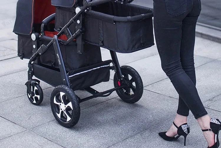 Lightweight Twin Baby Stroller Foldable Double Baby Stroller for Twins