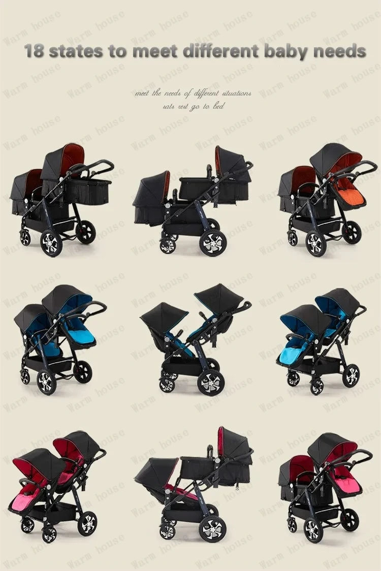 Lightweight Twin Baby Stroller Foldable Double Baby Stroller for Twins