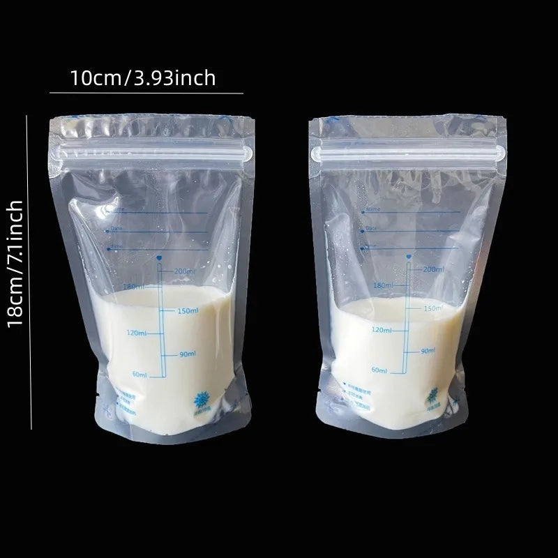 30Pcs 200ml Milk Freezer Bags Mother Milk Baby Food Breast Milk Bag BPA Free Baby Safe Feeding Bag Feeding Breast Pump Save Part