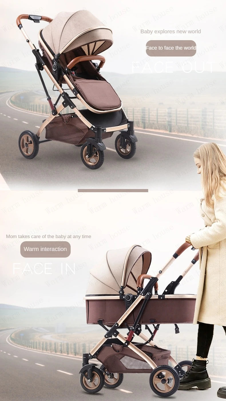 3 in 1 Baby Stroller with car seat,High Landscape Baby Carriage,Two-way Newborn Stroller Four-wheel  portable baby stroller