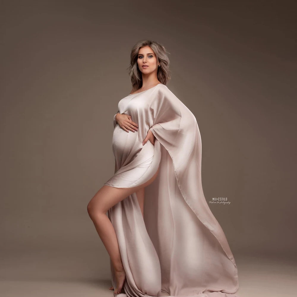 Maternity Photography Prop Dress Strapless Soft Chiffon Cape Tulle Cloak Simple Modeling Fabric Pregnancy Photo Shoot Accessorie