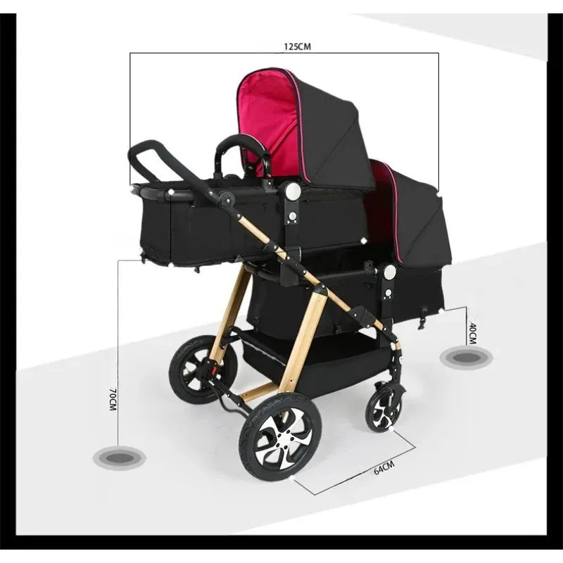 Lightweight Twin Baby Stroller Foldable Double Baby Stroller for Twins