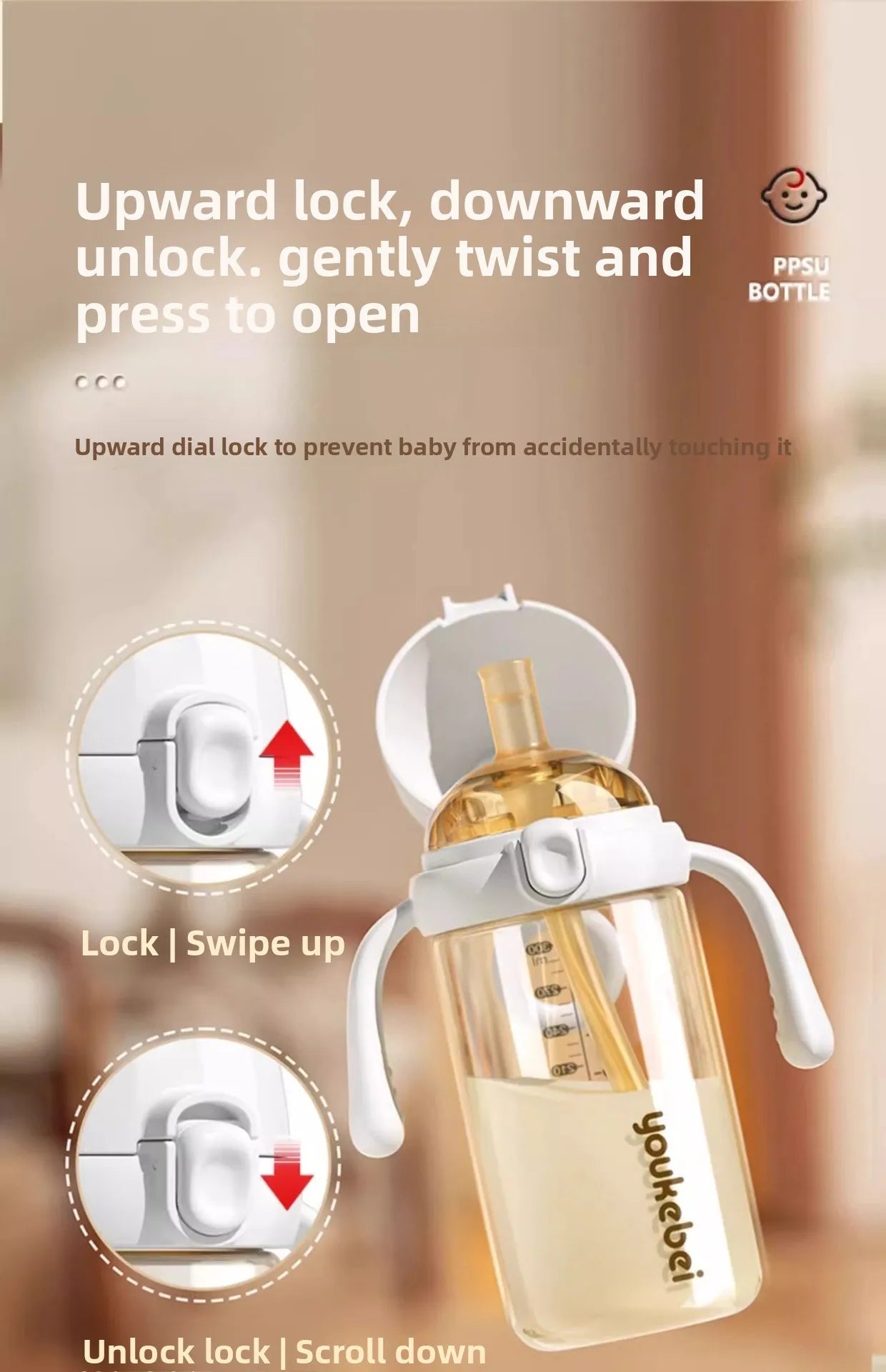 300ML PP Baby Milk Bottles Children with Gravity Ball Feeding Cup 1-4 Years Kids Water Cup Multifunctional Children Water Bottle