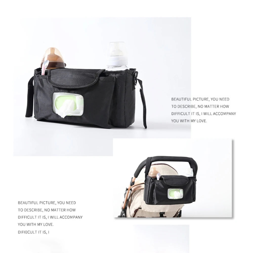 Multifunctional Baby Stroller Bag Large Capacity with Multiple Pockets Wet Wipe Hanging Bag Waterproof Baby Care