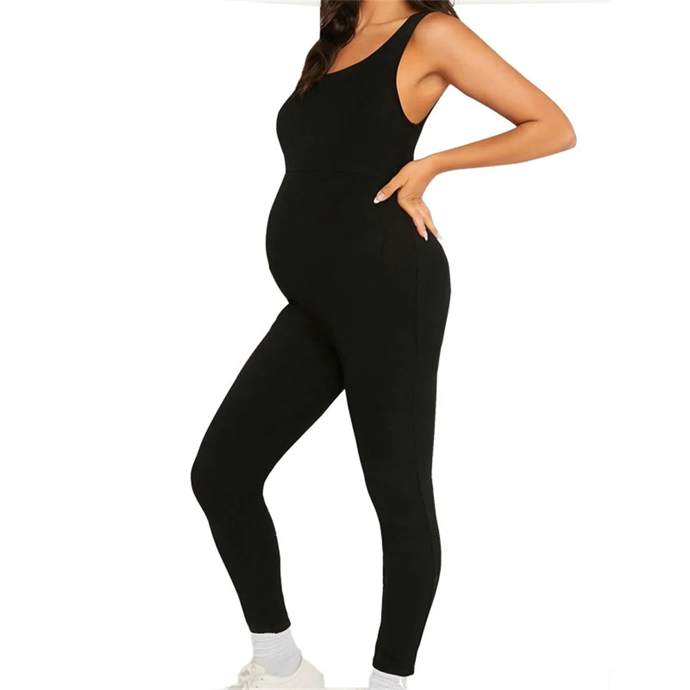 Black Maternity Jumpsuit Tight Fitting and Hip Lifting Elastic Casual Outerwear for Pregnant Women Summer Style Maternity Cloth