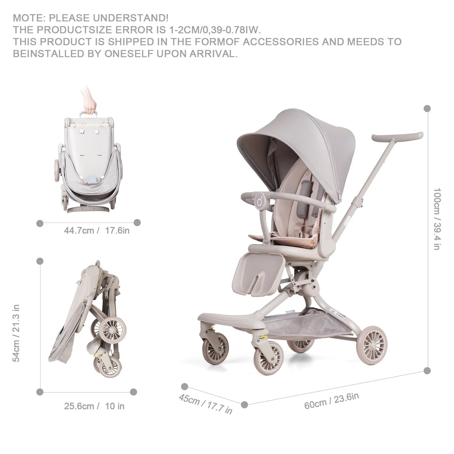 Baobaohao V22 reversible baby stroller seat can rotate, sit, lie down, lightweight folding pram