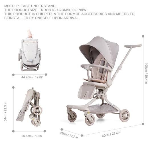 Baobaohao V22 reversible baby stroller seat can rotate, sit, lie down, lightweight folding pram