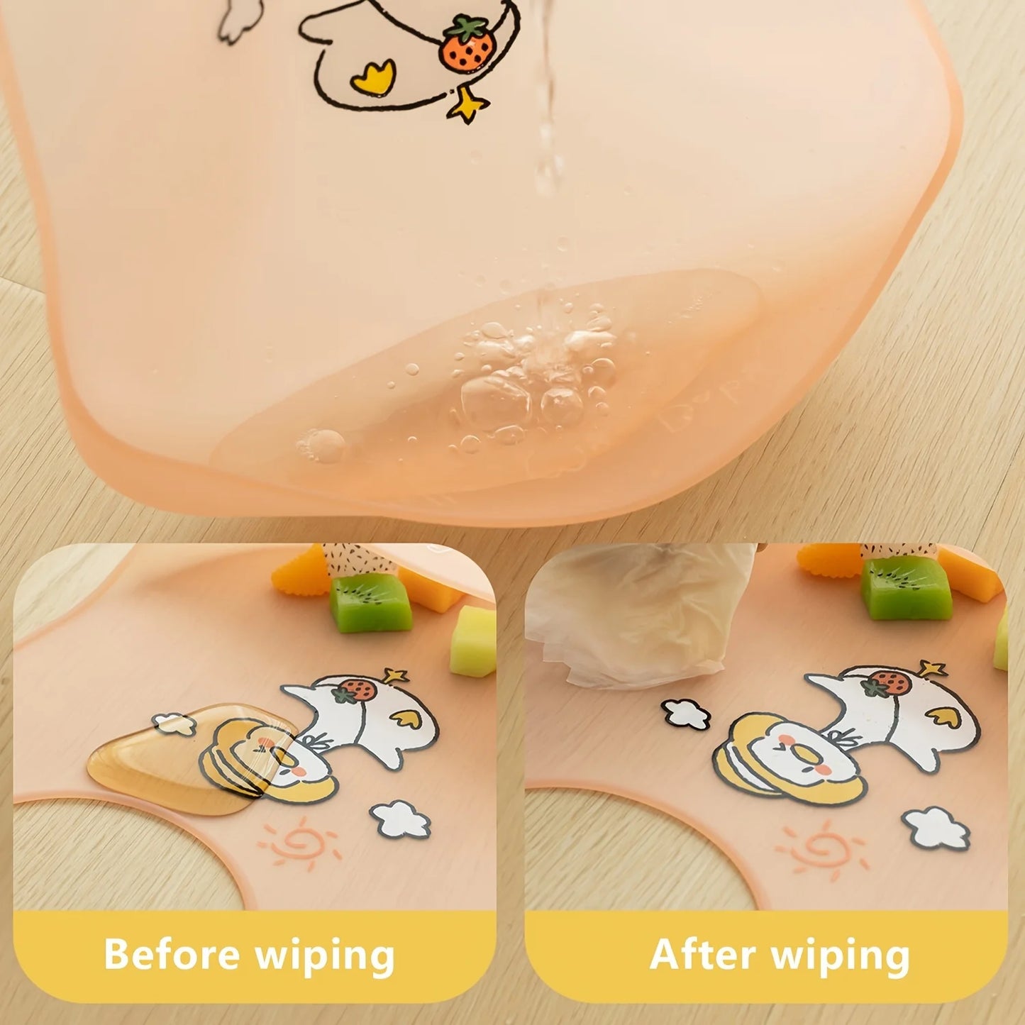 Waterproof Baby Bibs Baby Stuff Cute Cartoon Animal Printed Kids Bib Girl Boy Adjustable Soft Silicone Bib Baby Feeding Stuff