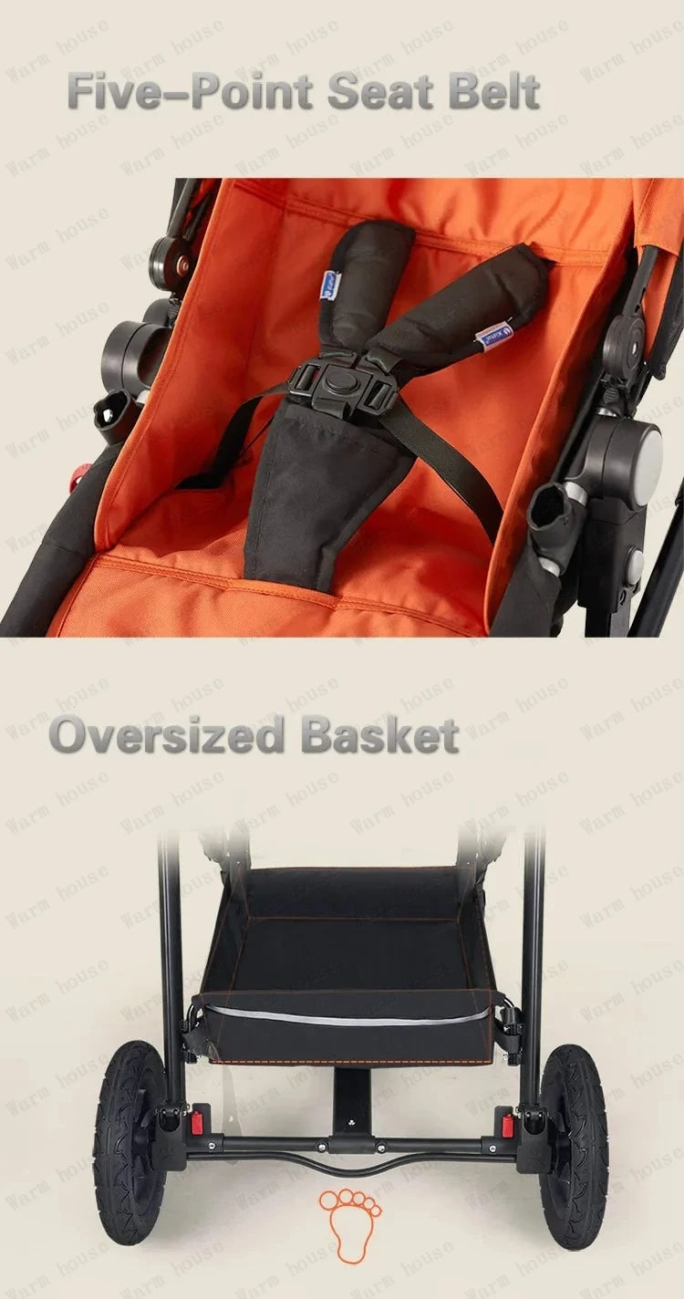 Lightweight Twin Baby Stroller Foldable Double Baby Stroller for Twins