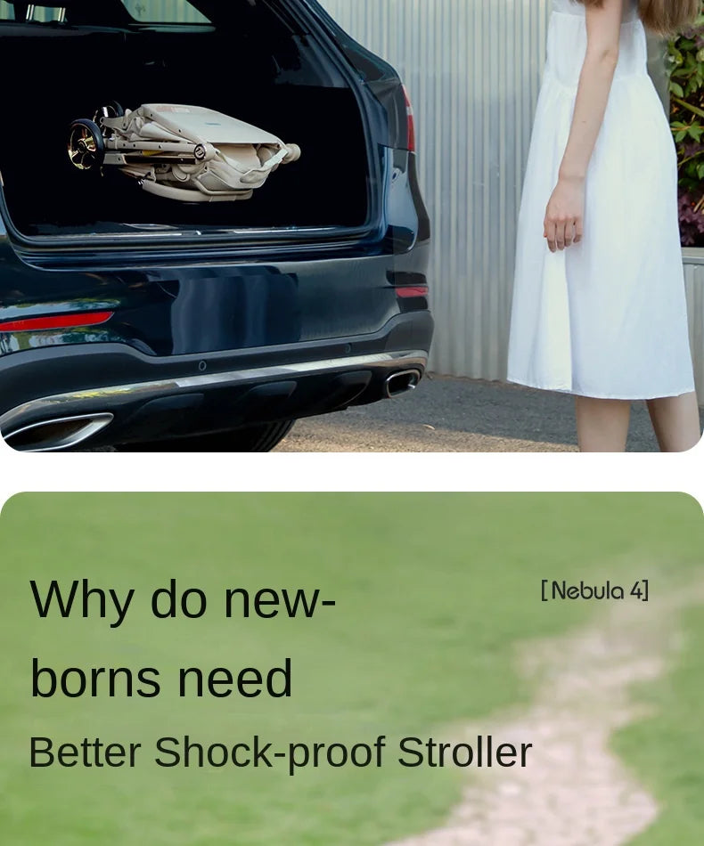 Baby stroller Leather Egg-shaped Spine-Protective Cockpit High Landscape Lightweight Folding Two-way Push Four-wheel Suspension