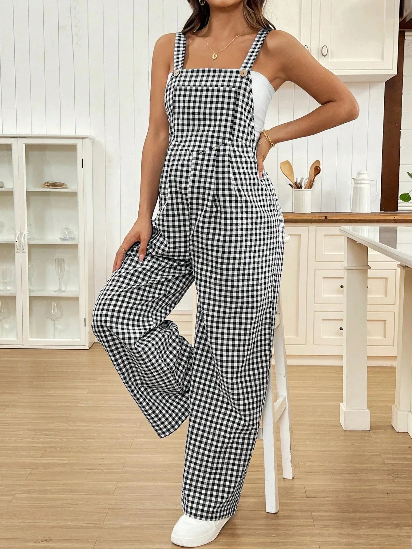 Maternity Pregnant Women Overalls Plaid Print Loose Wide-leg Jumpsuit Rompers Spring Summer Casual Pregnancy Clothing