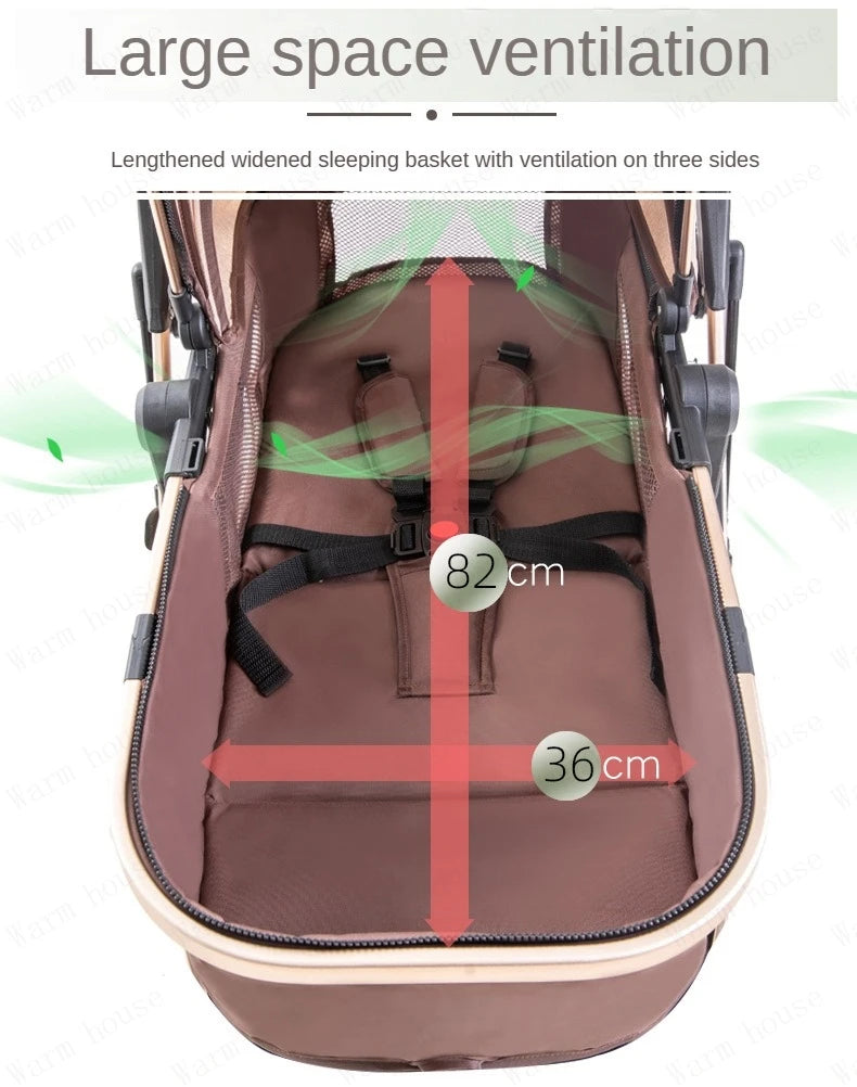 3 in 1 Baby Stroller with car seat,High Landscape Baby Carriage,Two-way Newborn Stroller Four-wheel  portable baby stroller